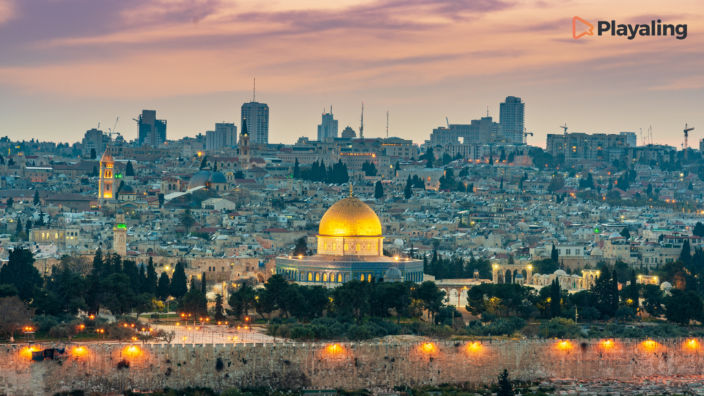 Jerusalem during the sunset, a city view