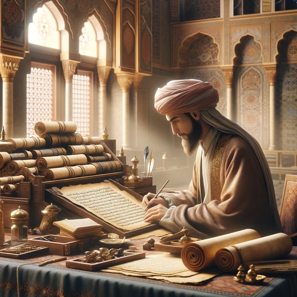 Muslim scholar from the Islamic Golden Age writing