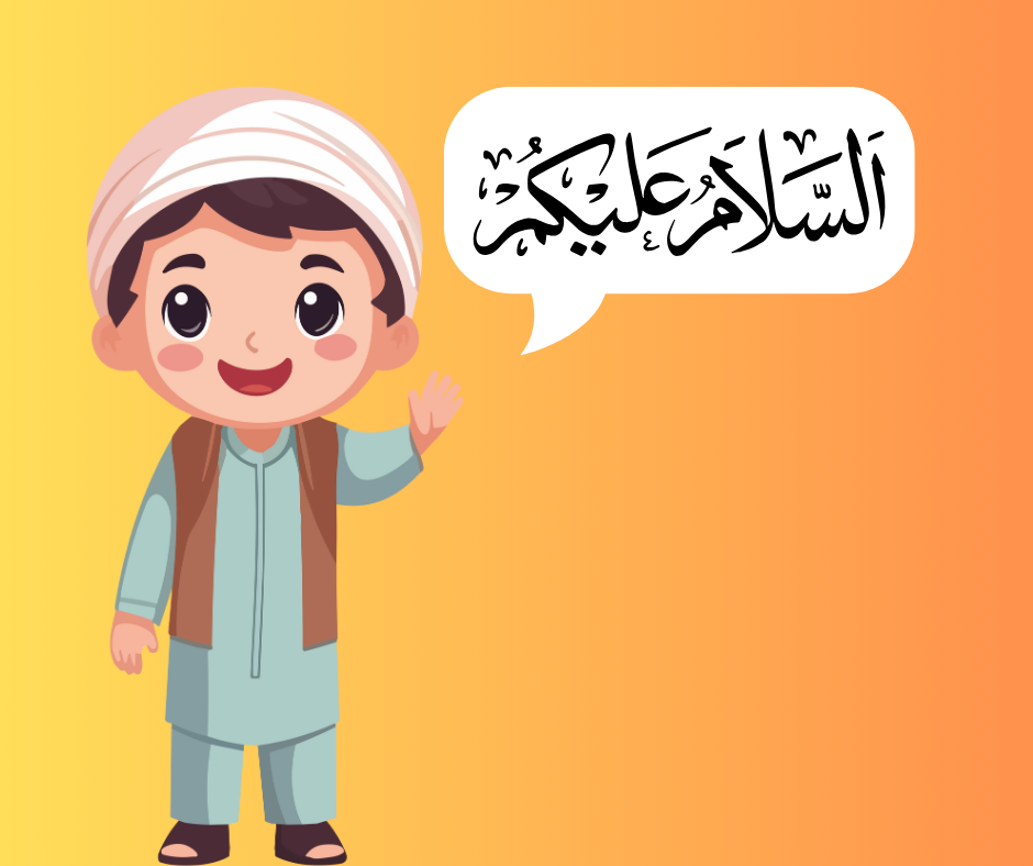 a guy greeting someone with the Arabic Greeting: السلام عليكم