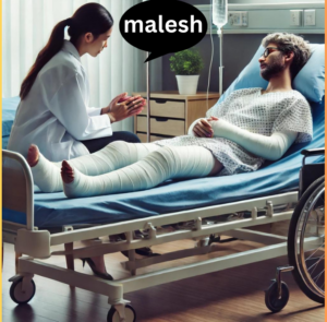 A girl comforts her injured boyfriend by saying "maalesh."